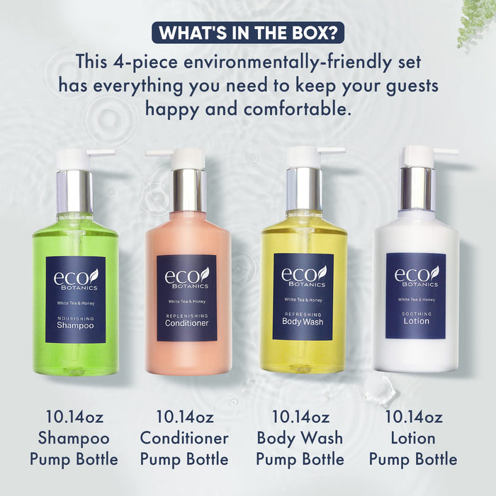 Eco Botanics,10.14 oz. Pumps (1 of Each) Shampoo, Conditioner, Hand/Body Wash, and Lotion (Set of 4)