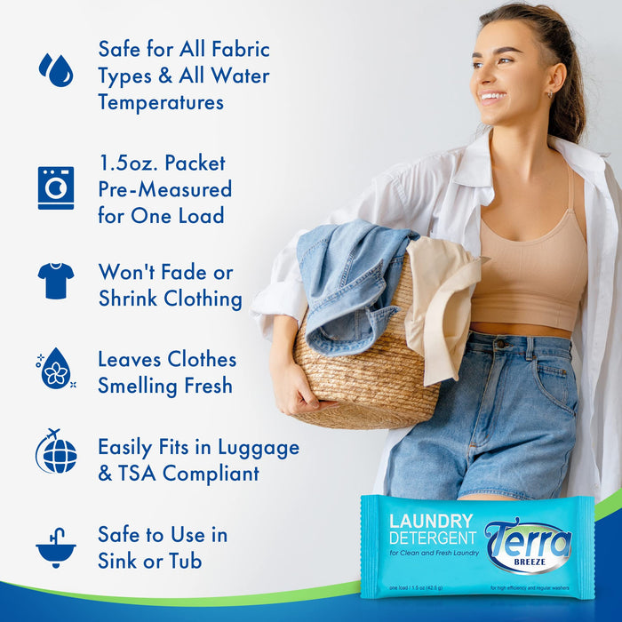 Travel Laundry Detergent & Dish Soap | Terra Breeze 1-Shoppe All-In-Kit Bulk Hotel Size Amenities for AirBnB & Rentals | 90 Pcs