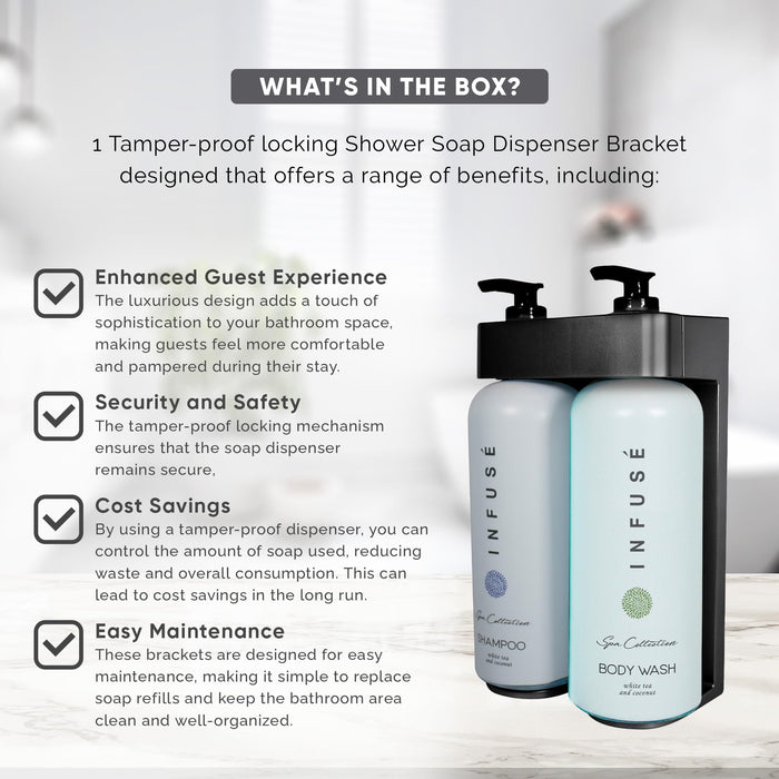 Acquavera Double Bracket (Black) with Infuse White Tea and Coconut Shampoo and Body Wash