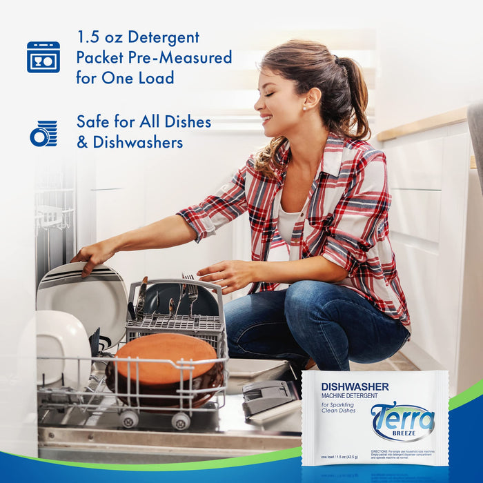 Travel Laundry Detergent & Dish Soap | Terra Breeze 1-Shoppe All-In-Kit Bulk Hotel Size Amenities for AirBnB & Rentals | Dishwashing Liquid, Dishwasher Detergent & Premeasured Laundry Soap | 180 Pcs