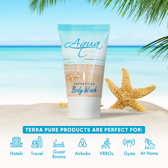 Aqua Organics Body Wash, Travel Size Hotel Amenities, 1 oz (Case of 20)