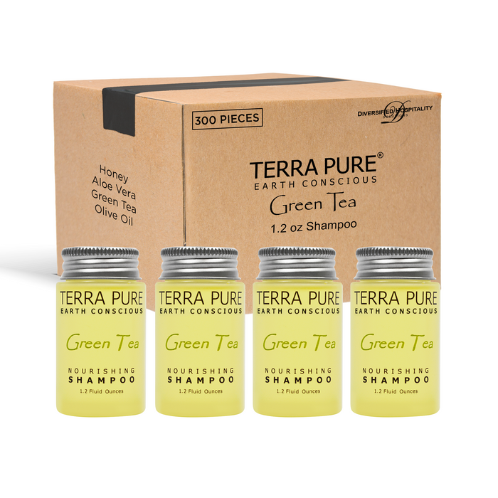 Terra Pure Green Tea Shampoo, 1.2 oz. In Jam Jar With Organic Honey And Aloe Vera (Case of 300)