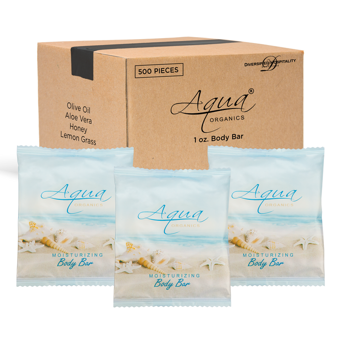 Aqua Organics Bar Soap, Travel Size Beach Hotel Amenities, 1 oz (Case of 500)