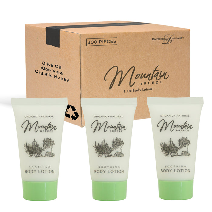 Mountain Breeze Lotion, Hotel Toiletries Bulk, 1 oz., AirBnB Travel Size Lotion Amenities for Guest Hospitality, Motel, Gym, Luxury (Case of 300)