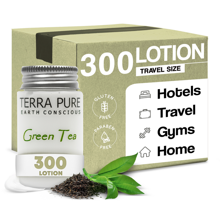 Terra Pure Green Tea Lotion | 1.2 oz. In Jam Jar | Enriched with Organic Honey And Aloe Vera | (Case of 300)