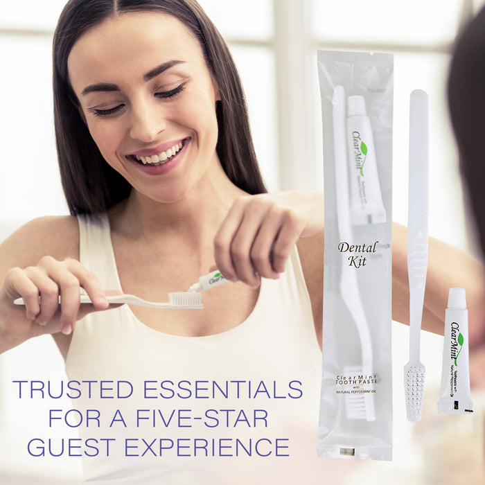 Bulk Disposable Hotel Toothbrush with Toothpaste Dental Kit | Hotels and Vacation Rentals | Individually Wrapped | (Case of 50)