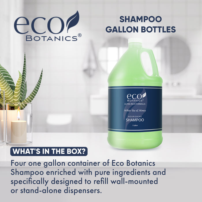 Eco Botanics Hotel Shampoo | 1 Gallon | Designed to Refill Soap Dispensers | by Terra Pure (Set of 4)