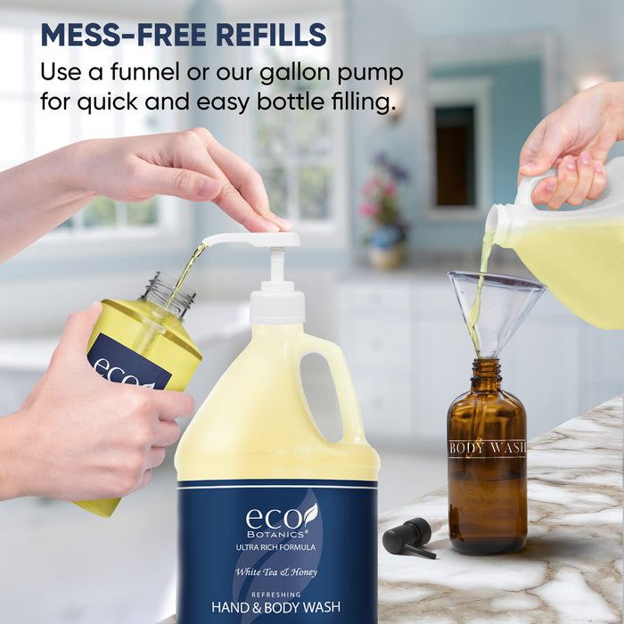 Eco Botanics Hotel Body Wash/Hand Soap | 1 Gallon | Designed to Refill Soap Dispensers (Set of 4)
