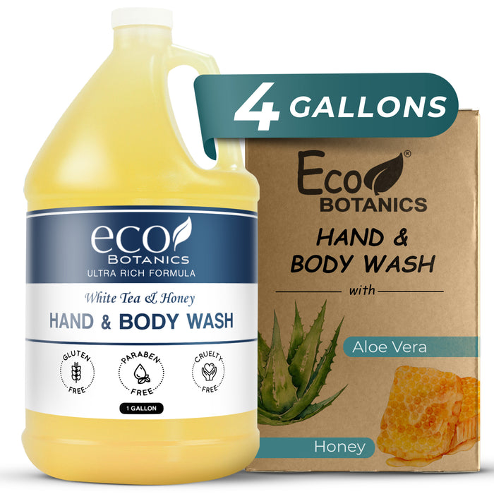 Eco Botanics Hotel Body Wash/Hand Soap | 1 Gallon | Designed to Refill Soap Dispensers (Set of 4)