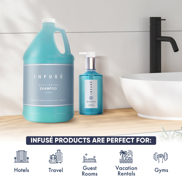 Terra Pure Infuse Hotel Shampoo | 1 Gallon | Designed to Refill Soap Dispensers (Set of 4)