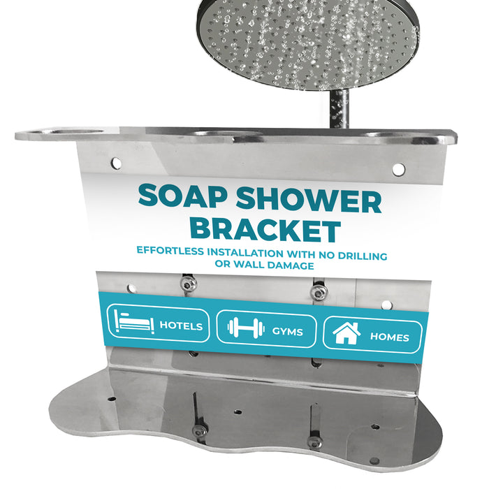 Triple Wall Mounted Shower Dispenser Bracket | Holds 3 Retail Size Hotel Amenities | Stainless Steel | 10.14 oz. (Single Bracket)