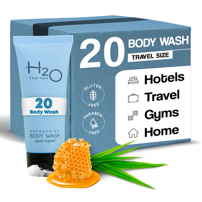 H2O Therapy Body Wash Soap, Travel Size Hotel Hospitality, 0.85 oz (Case of 20)