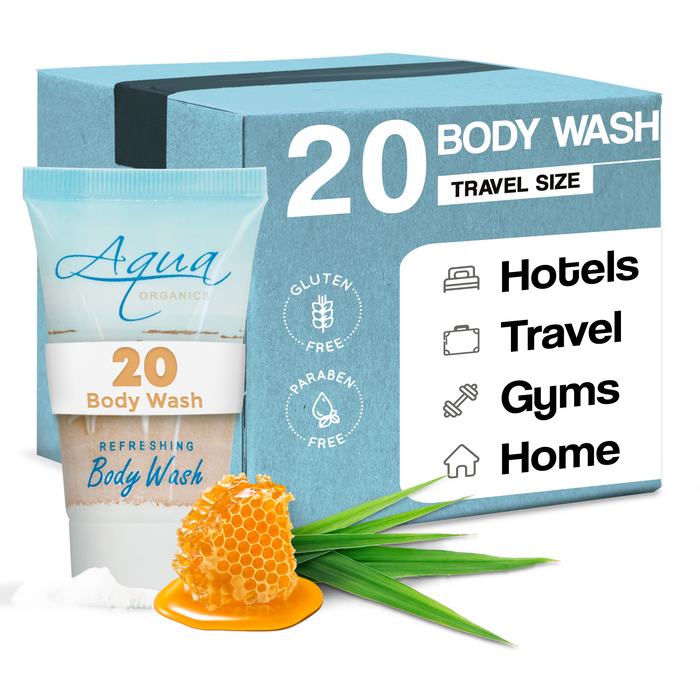 Aqua Organics Body Wash, Travel Size Hotel Amenities, 1 oz (Case of 20)