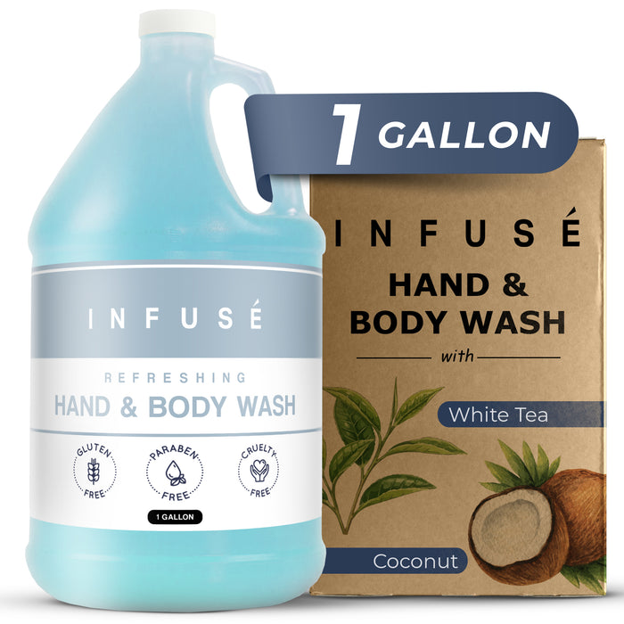 Hand/Body Wash | Infuse White Tea & Coconut Hotel | 1 Gallon | For Hospitality & Vacation Rentals to Refill Dispensers | (Single Gallon)