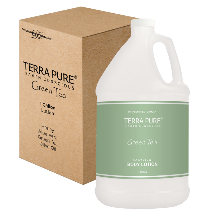 Terra Pure Green Tea Hotel Body Lotion | 1 Gallon | For Hospitality & Vacation Rentals to Refill Dispensers | (Single Gallon)