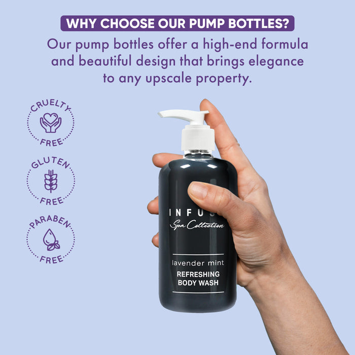 Infuse Lavender Mint Body Wash | Spa Collection | Hotel Amenities in Pump Bottle | 10.14 oz. / 300 ml (Case of 12)