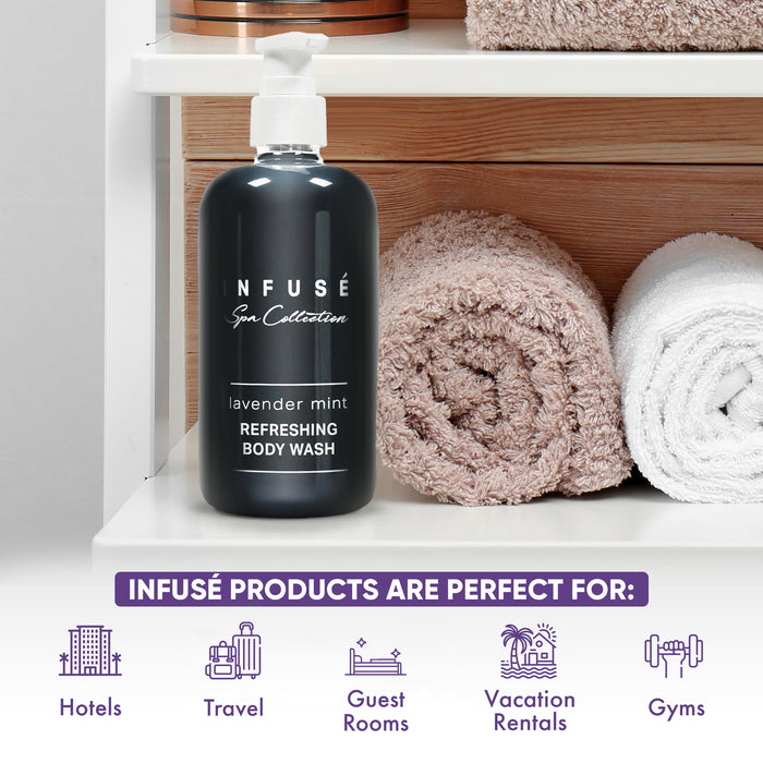 Infuse Lavender Mint Body Wash | Spa Collection | Hotel Amenities in Pump Bottle | 10.14 oz. / 300 ml (Case of 12)