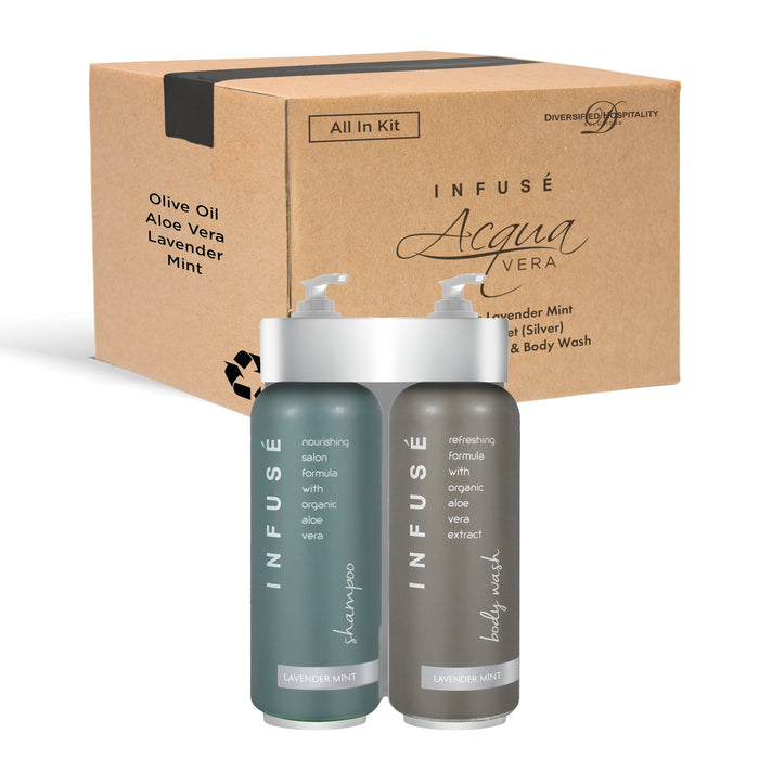 Acquavera Double Bracket (Silver) with Infuse Lavender Mint Shampoo and Body Wash