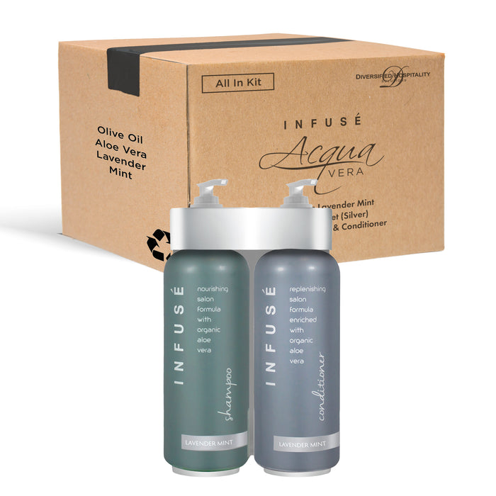 Acquavera Double Bracket (Silver) with Infuse Lavender Mint Shampoo and Conditioner