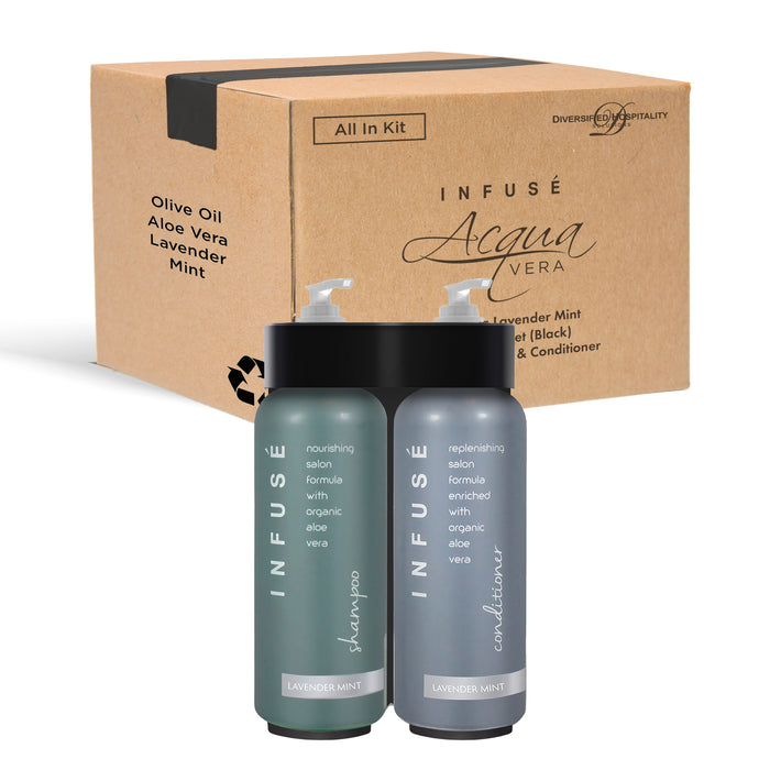 Acquavera Double Bracket (Black) with Infuse Lavender Mint Shampoo and Conditioner