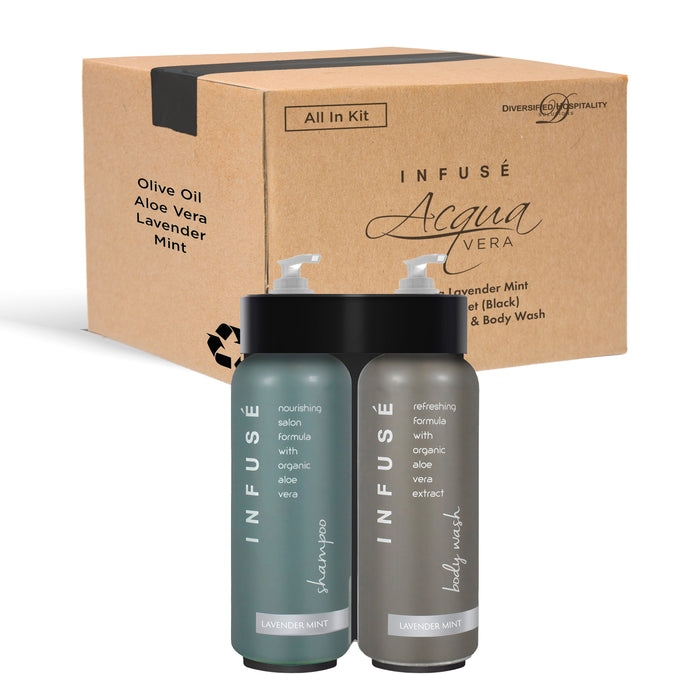 Acquavera Double Bracket (Black) with Infuse Lavender Mint Shampoo and Body Wash