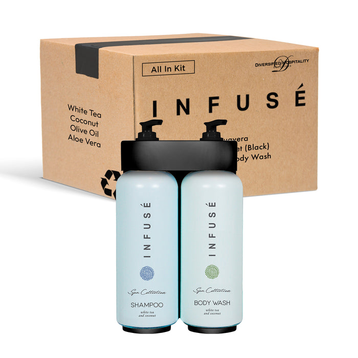 Acquavera Double Bracket (Black) with Infuse White Tea and Coconut Shampoo and Body Wash