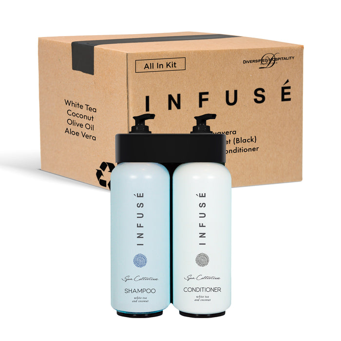 Acquavera Double Bracket (Black) with Infuse White Tea and Coconut Shampoo and Conditioner