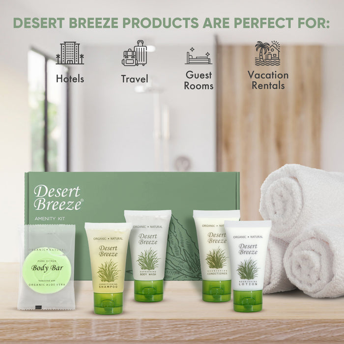 Amenity Kit | Boxed Hotel Toiletries | Bulk Set 1oz Travel Size Shampoo, Conditioner, Lotion, Body Wash & Body Bar Soap for Guest Hospitality AirBnB/Vacation Rentals | 1 set per case