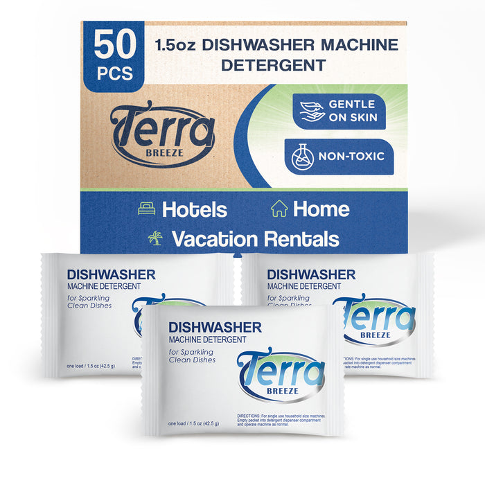 Terra Breeze Automatic Dishwasher Detergent Powder,1.5 oz. Individually Wrapped Packets (50 packs)
