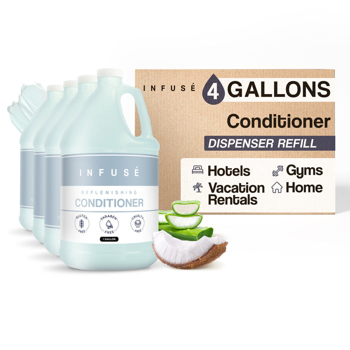 Infuse Hotel Conditioner | 1 Gallon | Designed to Refill Soap Dispensers | by Terra Pure (Set of 4)