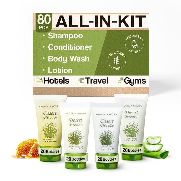 Desert Breeze | 1-Shoppe All-In-Kit | Hotel Size Amenities Set | Hotel / AirBnB / VRBO / Vacation Rental Soap Set | (80 pcs)