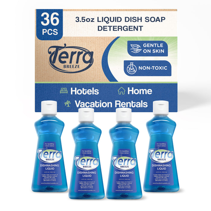 Terra Breeze Hotel Liquid Dish Soap Detergent, 3.5 oz (Case of 36)