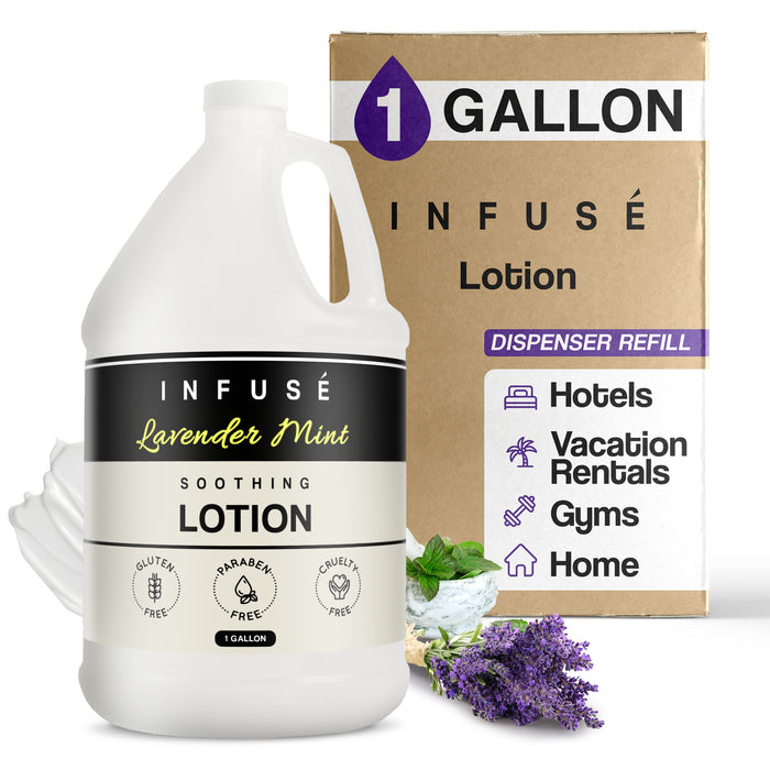 Lotion | Infuse Lavender Mint Hotel | 1 Gallon | For Hospitality & Vacation Rentals to Refill Dispensers | (Single Gallon)