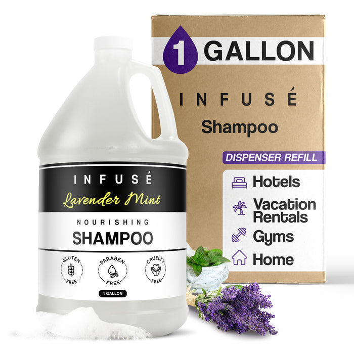 Shampoo | Infuse Lavender Mint Hotel | 1 Gallon | For Hospitality & Vacation Rentals to Refill Dispensers | (Single Gallon)