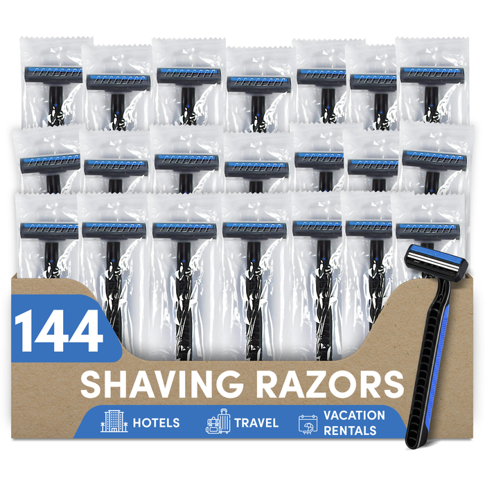 Double Blade Shaving Razor | Individually Wrapped | Disposable for Hotel & Hospitality (Case of 144)