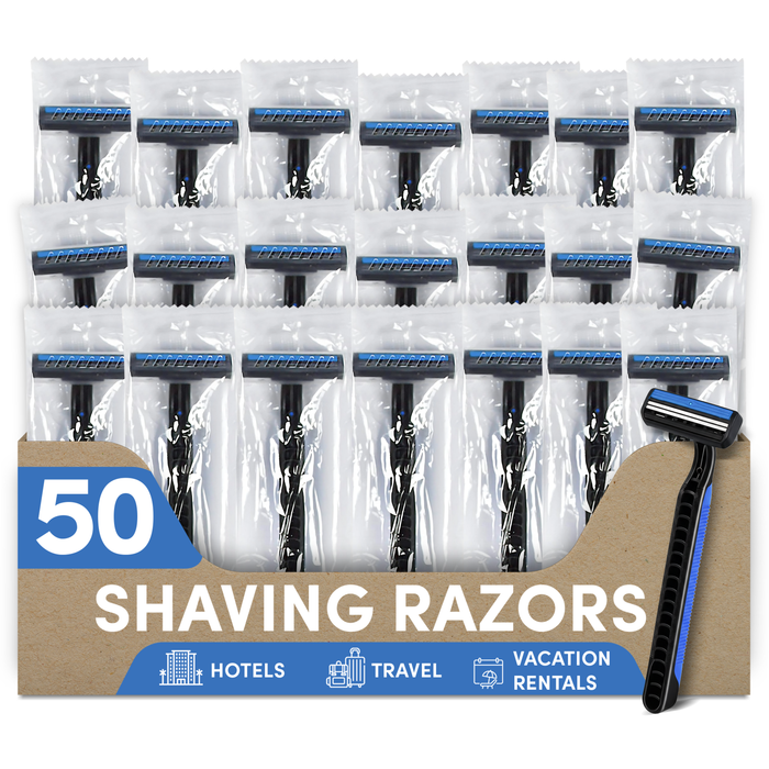 Double Blade Shaving Razor | Individually Wrapped | Disposable for Hotel & Hospitality (Case of 50)