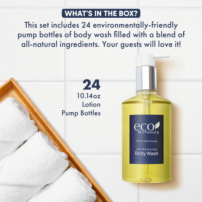 Eco Botanics Body Wash, Retail Size Hotel Amenities, 10.14 oz. (Case of 24)