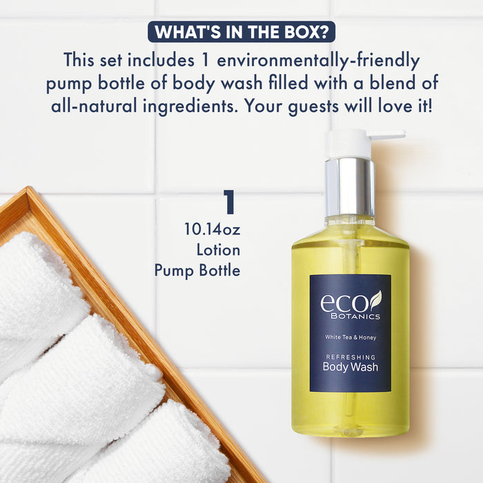 Eco Botanics Body Wash, Retail Size Hotel Amenities, 10.14 oz. (Single)