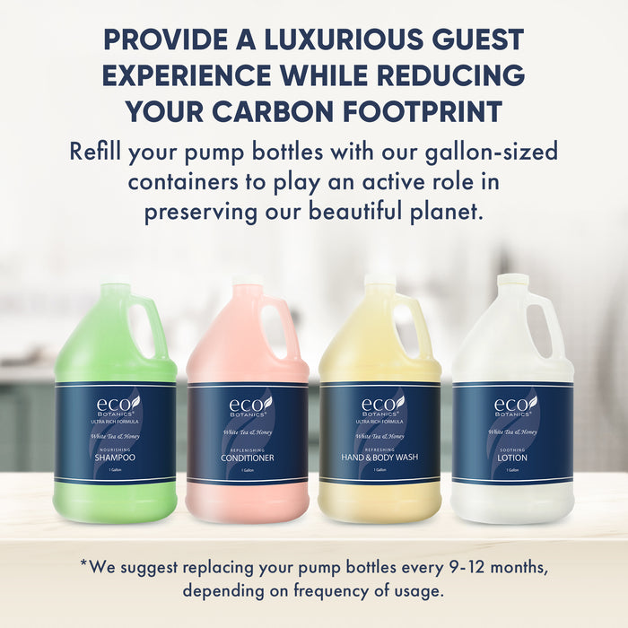 A 10 Piece EcoBox All-in-Kit of our Eco Botanics 10.14 oz. 300 ml Bottles--3 Shampoos, 2 Conditioners, 3 Body Washes, & 2 Lotions.