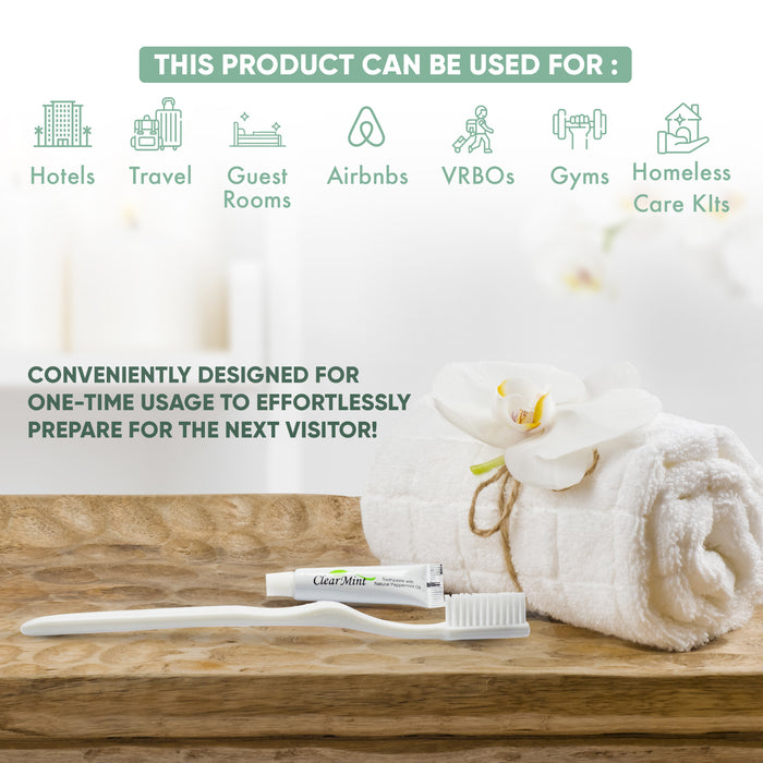 Bulk Disposable Hotel Toothbrush with Toothpaste Dental Kit | Hotels and Vacation Rentals | Individually Wrapped | (Case of 50)