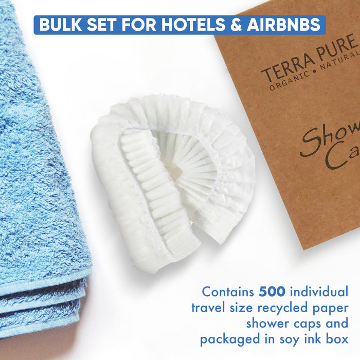 Terra Pure Green Tea Shower Cap Recycled Paper, Soy Ink Box (Case of 500)
