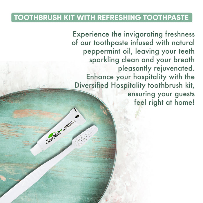 Bulk Disposable Hotel Toothbrush with Toothpaste Dental Kit | Hotels and Vacation Rentals | Individually Wrapped | (Case of 50)