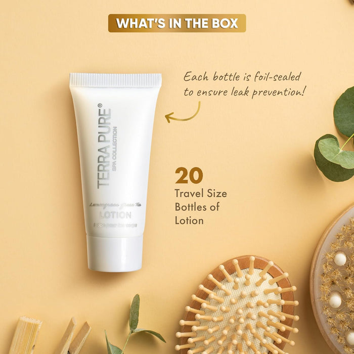 Terra Pure Spa Collection Bulk Set Toiletries | Amenities for Guest Hospitality, Vacation Rental Properties, Motel, AirBnBs, Gyms, Airport |Luxury Travel-Size Hotel Lotion 0.85 oz Tubes (Case of 20)