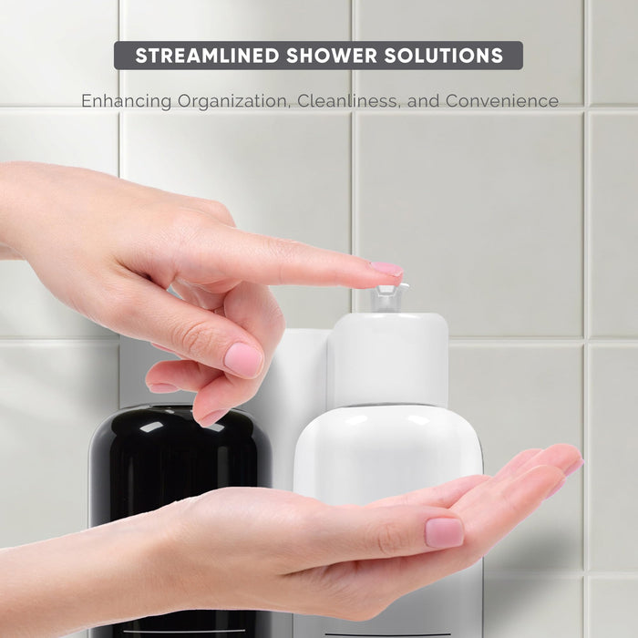 Infuse Lavender Mint | Wall-Mounted No Drill Shower Soap Amenities Dispenser | 10.14 oz. / 300 ml Bottles | Tamper Proof Locking Bracket | 1 Bracket with Shampoo and Conditioner