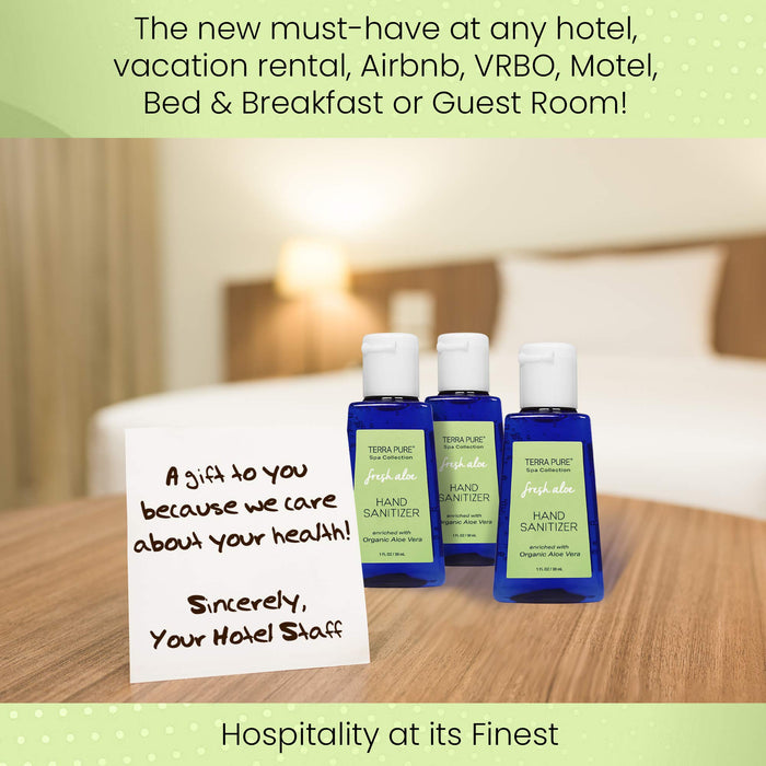 Terra Pure Hand Sanitizer Gel | Mini Hand Sanitizer Bulk | Alcohol Free with Organic Aloe Vera | 1 oz. 50 Bottles