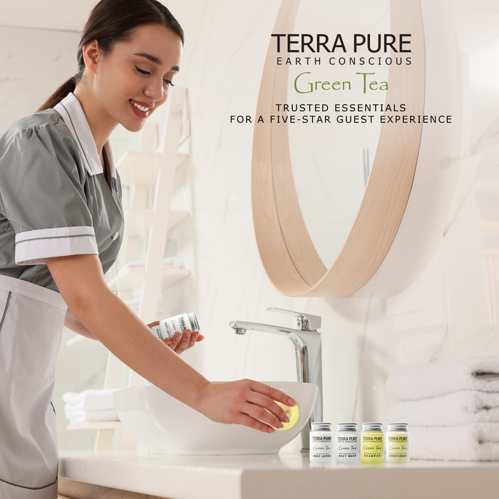 Terra Pure Hotel Soaps and Toiletries Bulk Set | 1-Shoppe All-In-Kit Amenities for Hotels | 1 oz. Hotel Shampoo & Conditioner, Body Wash, Body Lotion & 1.25oz Bar Soap Travel Size Toiletries | 75 Pieces