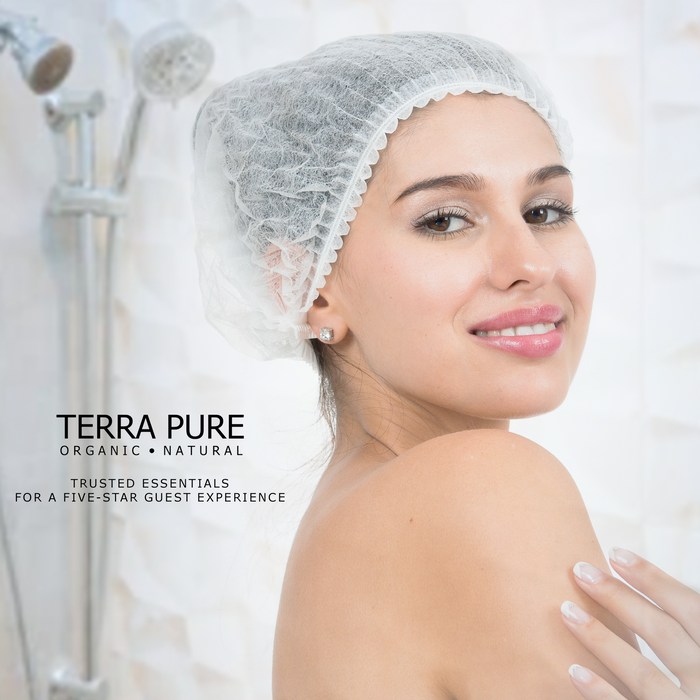 Terra Pure Green Tea Shower Cap Recycled Paper, Soy Ink Box (Case of 500)