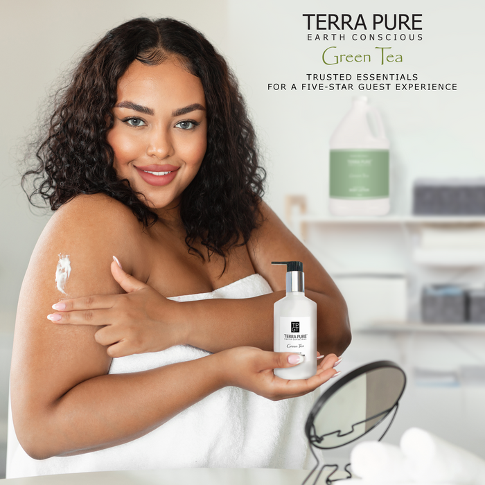 Terra Pure Green Tea Hotel Body Lotion | 1 Gallon | For Hospitality & Vacation Rentals to Refill Dispensers | (Single Gallon)