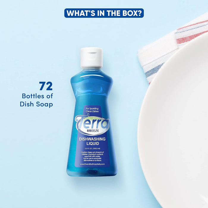 Terra Breeze Hotel Liquid Dish Soap Detergent | Mini Size 3.5 oz. | (Case of 72)