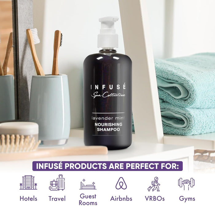 Infuse Lavender Mint Shampoo | Spa Collection | Hotel Amenities in Pump Bottle | 10.14 oz. / 300 ml (Single Bottle))